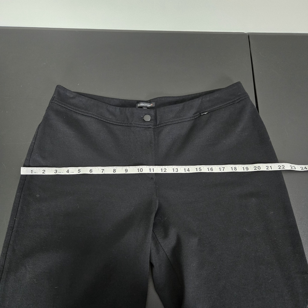 Eileen Fisher Womens Jersey Knit Straight Leg Pants Size L Black Stretch Ponte - Picture 7 of 9